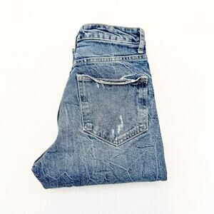 Zara Acid Wash Ripped Denim Jeans Slim Leg Zip Fly Size 2 Mint Condition